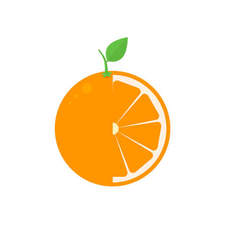 Simple orange icon isolated on white background. Healthy lifestyle and vegetarian food. Summer fresh fruits concept. Flat style vector illustration. Easy to edit template for your design projects.のイラスト素材