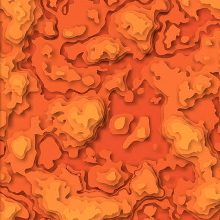 Paper effect abstract background. Paper cut wavy 3d layers orange yellow gradient. Topography map. Origami vector illustration. Easy to edit template for business presentation and website banner.のイラスト素材