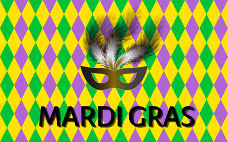 Traditional Mardi Gras seamless pattern. Green, purple and yellow geometric vector background. Easy to edit design template for your design projects.のイラスト素材