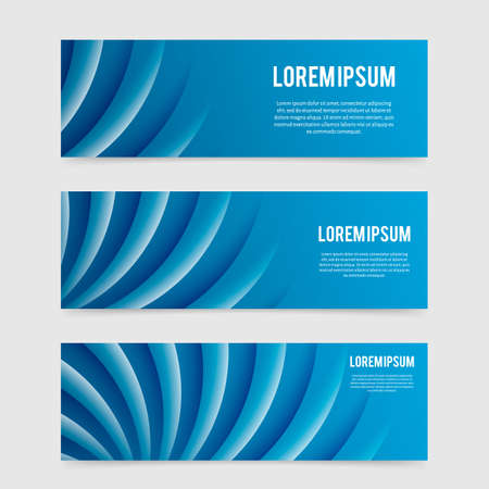 Abstract wavy background. Set of 3 horizontal website banner layouts. Modern technology concept. Easy to edit template for your design projects.のイラスト素材