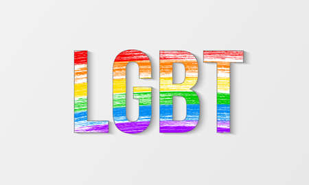 LGBT community flag. Symbol of lesbian, gay pride, bisexual, transgender social movements. Pencil strokes texture the colors of the rainbow. Easy to edit vector design template.のイラスト素材