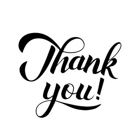 Thank you calligraphy hand lettering isolated on white background. Vector illustration. Easy to edit template for wedding thank you cards, tags, banners, posters, labels, textiles etc.のイラスト素材