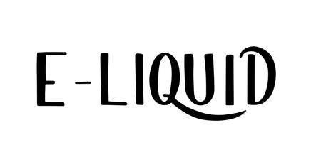 E-Liquid hand written lettering isolated on white background. Minimalist logo for Vape Shop. Vaping juice label. Vector illustration. Easy to edit template for your design.のイラスト素材