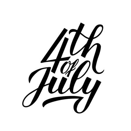 4th of July calligraphy hand lettering isolated on white. USA Independence Day celebration poster vector illustration. Easy to edit template for logo design, greeting card, banner, flyer, etc.のイラスト素材