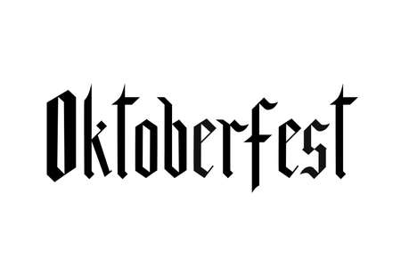 Oktoberfest fraktur font gothic lettering isolated on white. Traditional Bavarian beer festival. Easy to edit vector template for your logo design,  poster, banner, flyer, t-shirt, invitation, etc. のイラスト素材