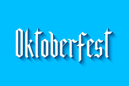 Oktoberfest fraktur font gothic lettering on blue background. Traditional Bavarian beer festival. Easy to edit vector template for your logo design, poster, banner, flyer, tee-shirt, invitation, etc. のイラスト素材