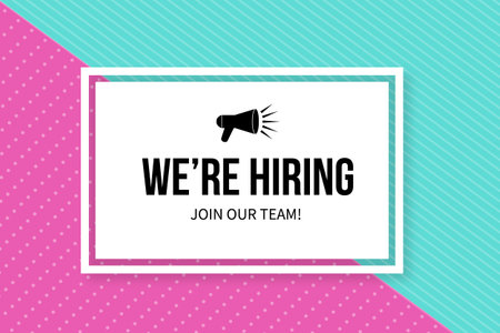 We re hiring banner. Open Vacancy advertisement. Recruiting and human resources vector background. Easy to edit design template.