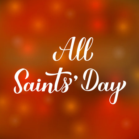 All Saints Day calligraphy hand lettering. Vector template for typography poster, card, banner, flyer, sticker, etc.のイラスト素材