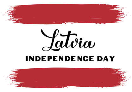 Latvia Independence Day calligraphy hand lettering. Latvian holiday celebrate on November 18. Easy to edit vector template for typography poster banner, flyer, sticker, greeting card, postcard, etc.のイラスト素材