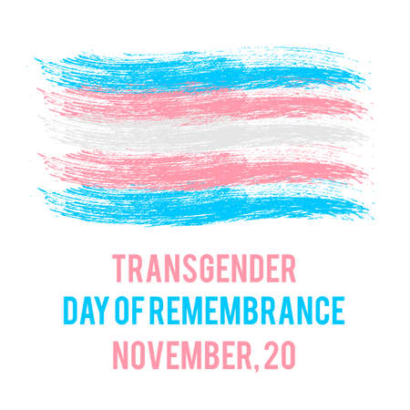 Transgender Day of Remembrance lettering with Transgender Pride Flag. LGBT community event on November 20. Easy to edit vector template for banners, signs, design, card, etc.のイラスト素材