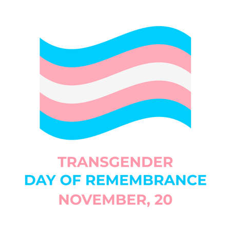 Transgender Day of Remembrance lettering with Transgender Pride Flag. LGBT community event on November 20. Easy to edit vector template for banners, signs, design, card, etc.のイラスト素材