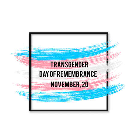 Transgender Day of Remembrance lettering with Transgender Pride Flag. LGBT community event on November 20. Easy to edit vector template for banners, signs, design, card, etc.のイラスト素材