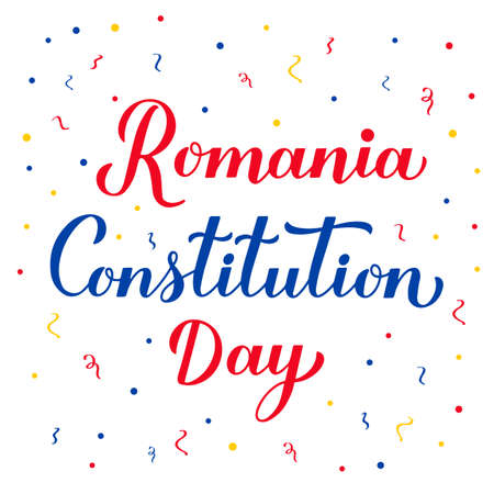 Romania Constitution Day calligraphy hand lettering. Holiday celebrated on December 8. Vector template for banner, typography poster, flyer, etcのイラスト素材