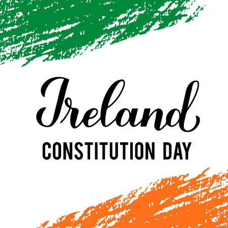 Ireland Constitution Day calligraphy lettering. Holiday celebrated on December 29. Vector template...