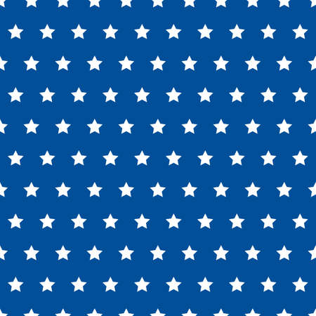 American patriotic seamless pattern. USA traditional backdrop. White stars on blue background. Vector template for fabric, textile, wallpaper, wrapping paper, etc.のイラスト素材