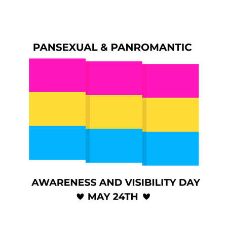 Pansexual and Panromantic Awareness and Visibility Day on May 24. Pansexual Pride Flag. LGBT community event. Easy to edit vector template for banners, signs, logo design, card, etcのイラスト素材