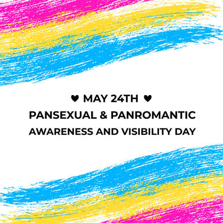 Pansexual and Panromantic Awareness and Visibility Day on May 24. Pansexual Pride Flag. LGBT community event. Easy to edit vector template for banners, signs, logo design, card, etc.のイラスト素材