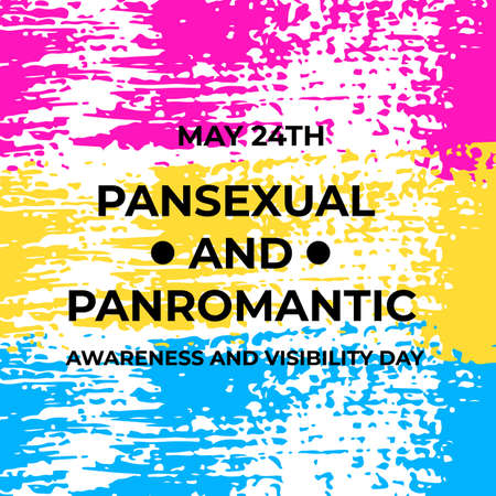 Pansexual and Panromantic Awareness and Visibility Day on May 24. Pansexual Pride Flag. LGBT community event. Easy to edit vector template for banners, signs, logo design, card, etcのイラスト素材