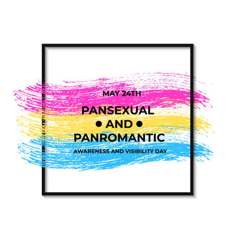 Pansexual and Panromantic Awareness and Visibility Day on May 24. Pansexual Pride Flag. LGBT community event. Easy to edit vector template for banners, signs, logo design, card, etc.のイラスト素材
