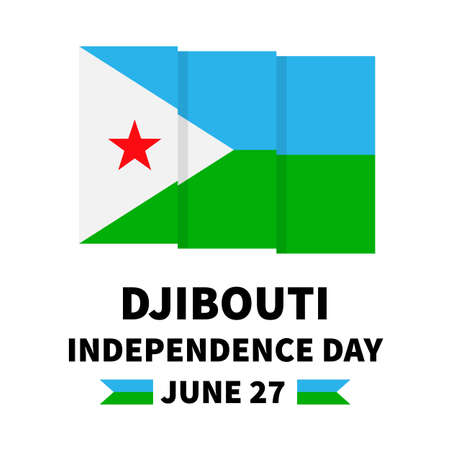 Djibouti Independence Day typography poster. National holiday celebrated on June 27. Vector template for banner, greeting card, flyer, etc.のイラスト素材
