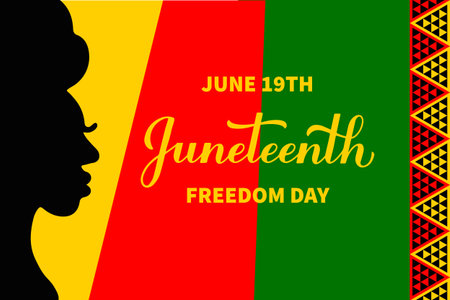 Juneteenth typography poster. African American holiday on June 19. Vector template for, banner, greeting card, postcard, sticker, etc.のイラスト素材