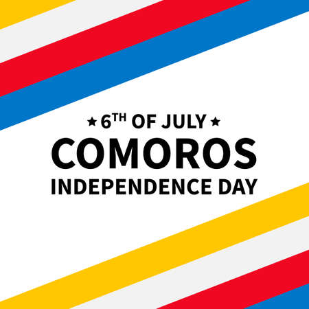 Comoros Independence Day typography poster. National holiday celebrated on July 6. Vector template for banner, greeting card, flyer, etc.のイラスト素材