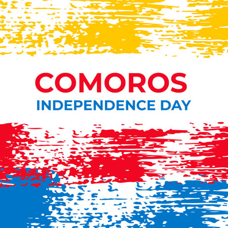 Comoros Independence Day typography poster. National holiday celebrated on July 6. Vector template for banner, greeting card, flyer, etc.のイラスト素材