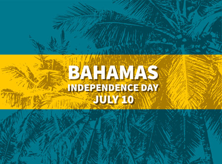 Bahamas Independence Day typography poster. National holiday celebrated on July 10. Vector template for, banner, greeting card, flyer, etc.のイラスト素材