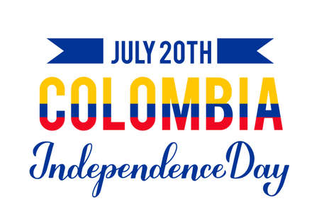Colombia Independence Day typography poster. National holiday celebrated on July 20. Vector template for banner, greeting card, flyer, etc.のイラスト素材
