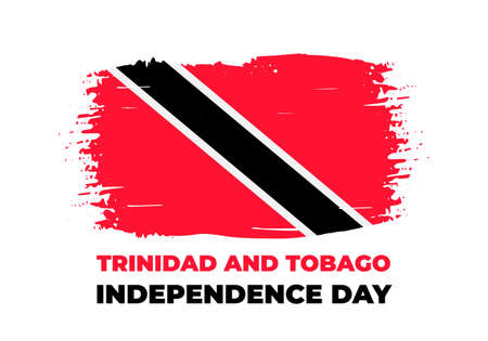 Trinidad and Tobago Independence Day lettering with grunge flag. National holiday celebrated on August 31. Vector template for typography poster, banner, greeting card, flyer, etc.のイラスト素材