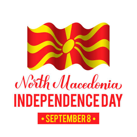 North Macedonia Independence Day typography poster. National holiday on September 8. Vector template for banner, flyer, sticker, postcard, etc.のイラスト素材