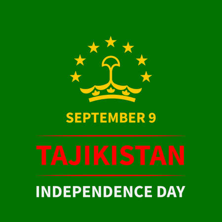 Tajikistan Independence Day typography poster. National holiday celebrate on September 9. Vector template for banner, flyer, greeting card, etc.のイラスト素材