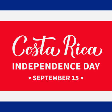 Costa Rica Independence Day typography poster. National holiday celebrated on September 15. Vector template for banner, greeting card, flyer, etc.のイラスト素材