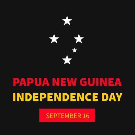 Papua New Guinea Independence Day typography poster. National holiday celebrated on September 16. Vector template for banner, greeting card, flyer, etc.のイラスト素材