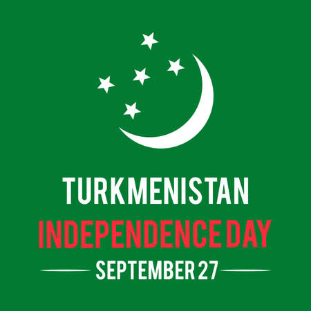 Turkmenistan Independence Day typography poster. National holiday celebrate on September 27. Vector template for banner, flyer, sticker, greeting card, postcard, etc.のイラスト素材