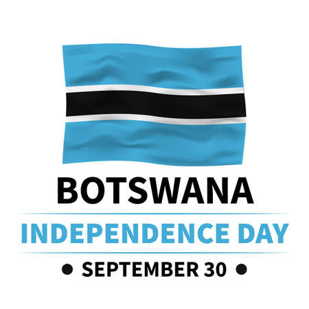 Botswana Independence Day lettering with flag. National holiday celebrate on September 30. Easy to edit vector template for typography poster banner, flyer, sticker, greeting card, etc.のイラスト素材