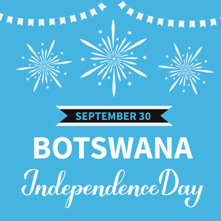 Botswana Independence Day typography poster. National holiday celebrate on September 30. Vector template for banner, flyer, sticker, greeting card, etc.のイラスト素材