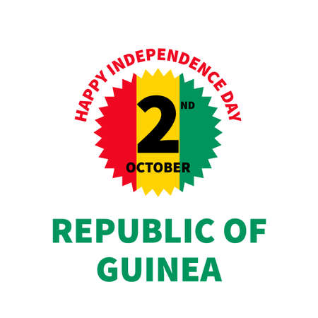 Republic of Guinea Independence Day typography poster. National holiday celebrate on October 2. Vector template for banner, flyer, sticker, greeting card, postcardのイラスト素材