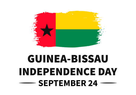 Guinea-Bissau Independence Day lettering with grunge flag. National holiday celebrate on September 24. Easy to edit vector template for typography poster banner, flyer, greeting card, postcardのイラスト素材