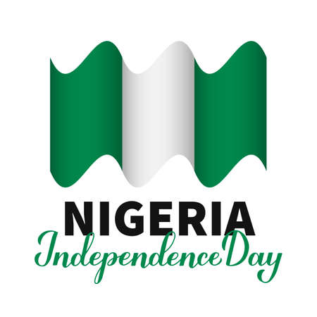 Nigeria Independence Day typography poster. Nigerian holiday celebrated on October 1. Vector template for, banner, greeting card, flyerのイラスト素材