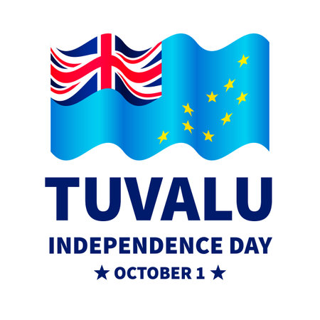 Tuvalu Independence Day for typography poster. National holiday celebrate on October 1. Easy to edit vector template for greeting card, banner, flyer, etc.のイラスト素材