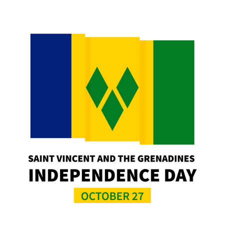 Saint Vincent and the Grenadines Independence Day lettering with flag. National holiday celebrated on October 27.のイラスト素材