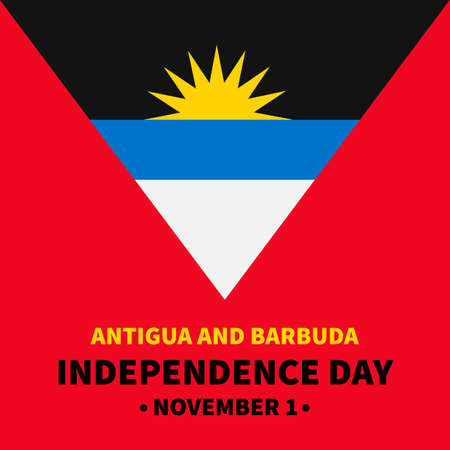 Antigua and Barbuda Independence Day typography poster. National holiday celebrated on November 1. Vector template for banner, greeting card, flyer, etc.のイラスト素材