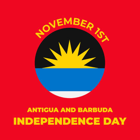 Antigua and Barbuda Independence Day typography poster. National holiday celebrated on November 1. Vector template for banner, greeting card, flyer, etc.のイラスト素材