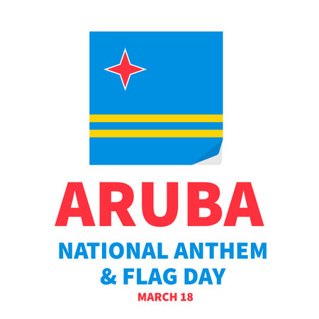 Aruba National Anthem and Flag Day typography poster. Holiday celebration on March 18. Vector template for typography poster, banner, greeting card, flyer, etc.のイラスト素材