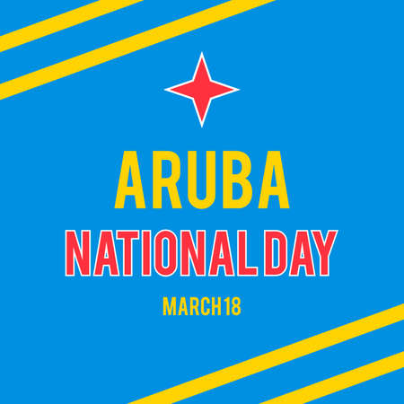 Aruba National typography poster. Holiday celebration on March 18. Vector template for banner, greeting card, typography poster, flyer, etcのイラスト素材