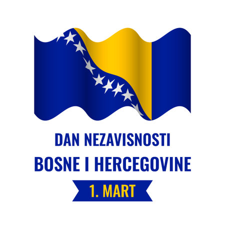 Bosnia and Herzegovina Independence Day typography poster in Bosnian. National holiday on March 1. Vector template for banner, flyer, sticker, postcard, etc.のイラスト素材