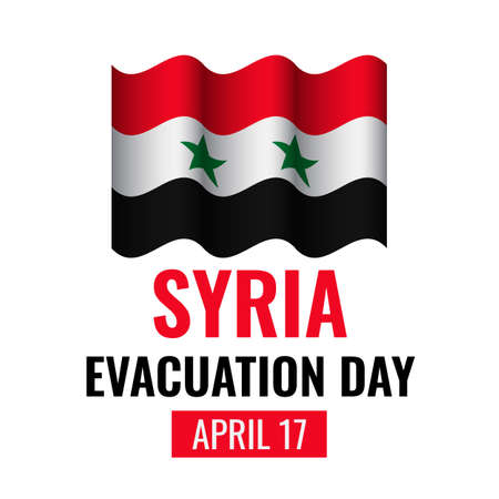 Syria Evacuation Day typography poster with flag. National holiday celebrated on April 17. Vector template for banner, greeting card, flyer, etcのイラスト素材