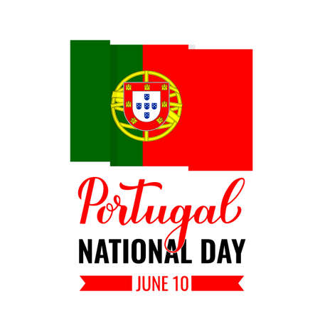 Portugal National Day typography poster. Holiday celebration on June 10. Vector template for banner, flyer, greeting card, etc.のイラスト素材