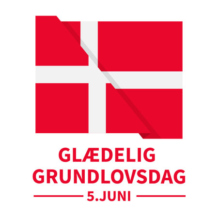 Denmark Constitution Day typography poster in Danish. Holiday celebration on June 5. Vector template...